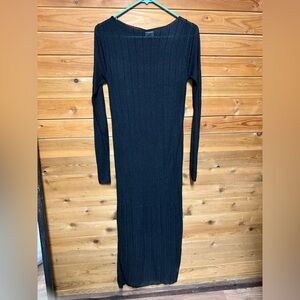 a new day Black Long Sleeve Ribbed Dress
